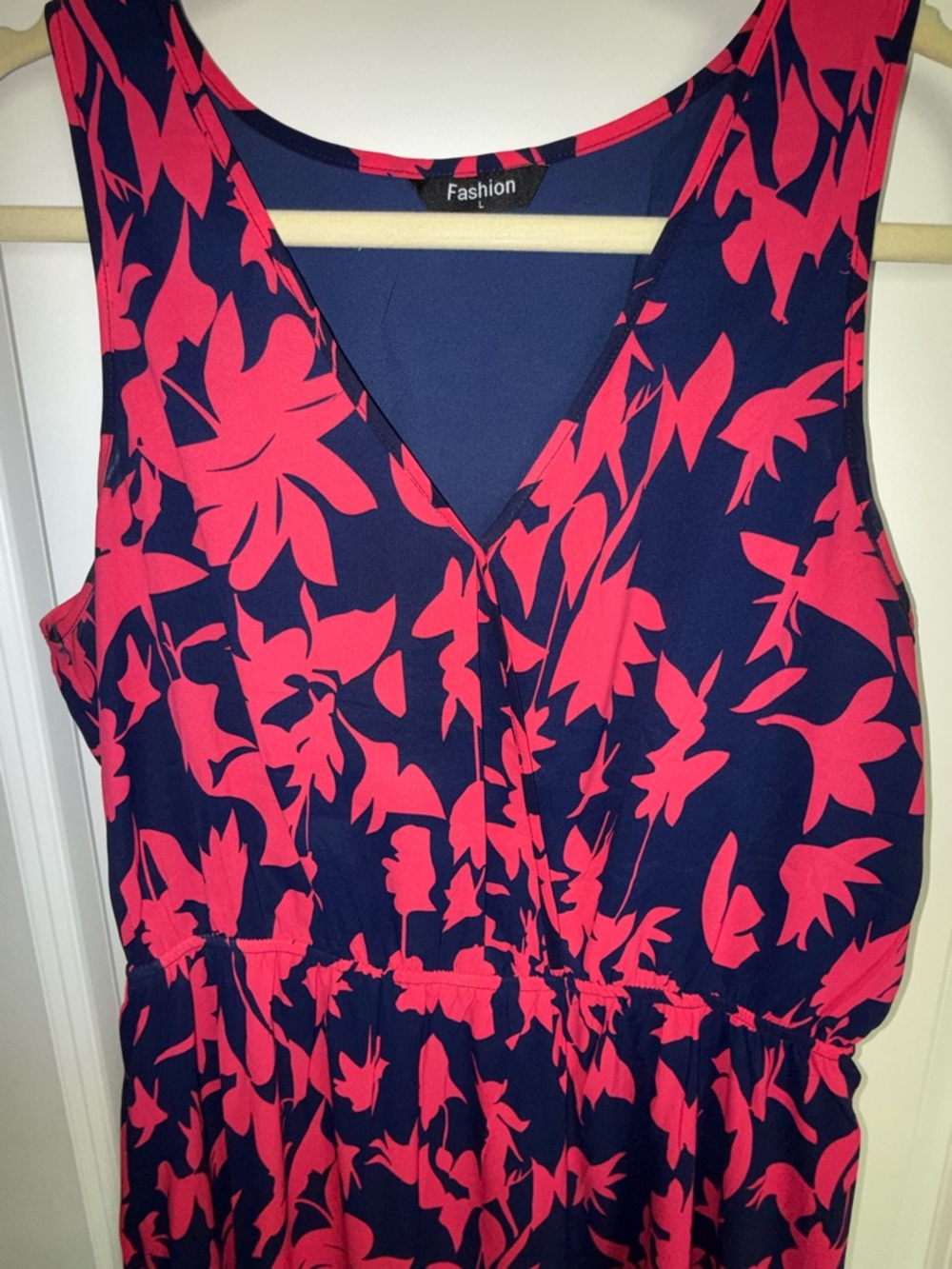 Amazon Sleeveless V-Neck Maxi Dress in Fuchsia and Navy Floral - Picture 4 of 6